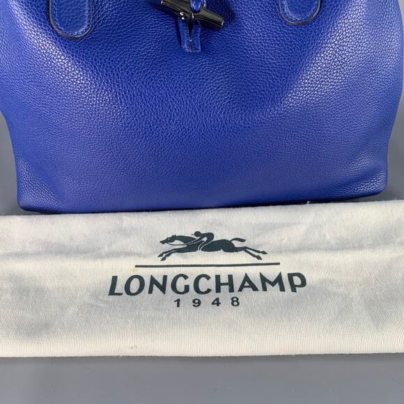 LONGCHAMP Blue Pebble Grain Leather Tote Handbag - Picture 7 of 11